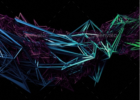 Abstract 3D Rendering of Polygonal Shape - 3D Backgrounds