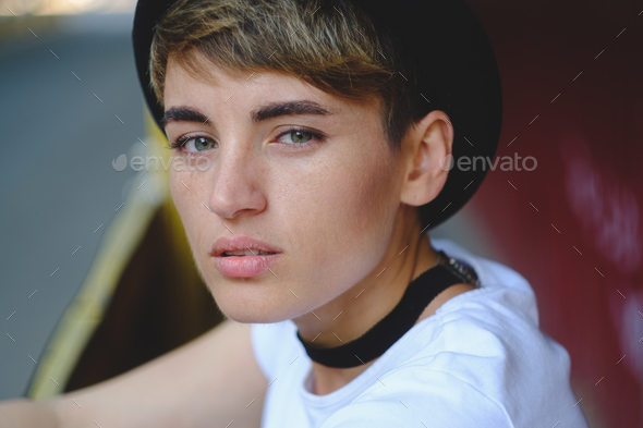 Young thoughtful woman portrait - Stock Photo - Images
