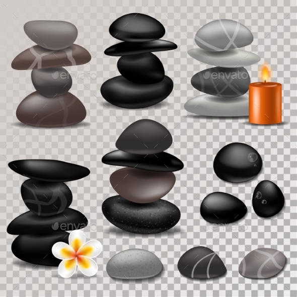 Spa Stone Vector Zen Stony Therapy for Beauty - Flowers & Plants Nature