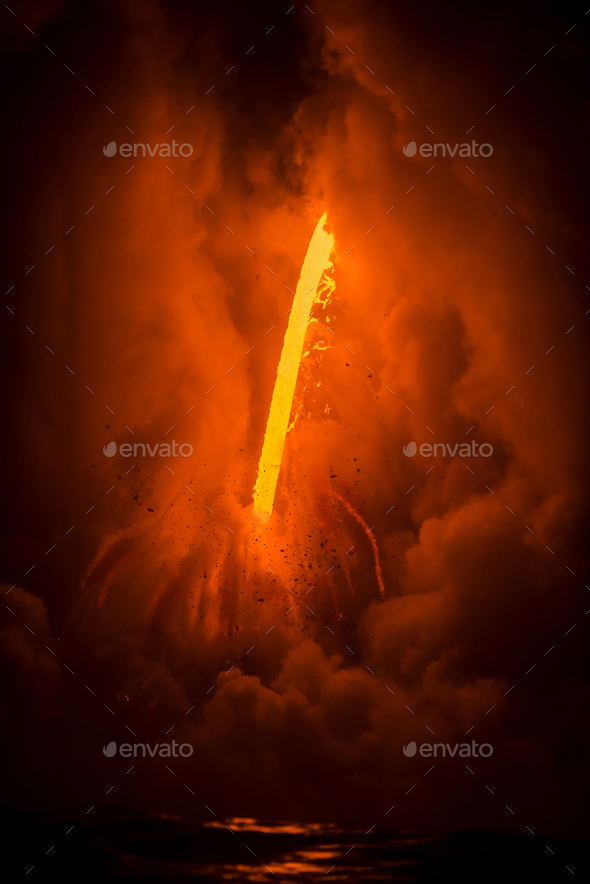 Exploding lava in Hawaii - Stock Photo - Images