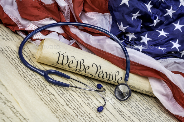 Constitution, Gavel and stethoscope - Stock Photo - Images