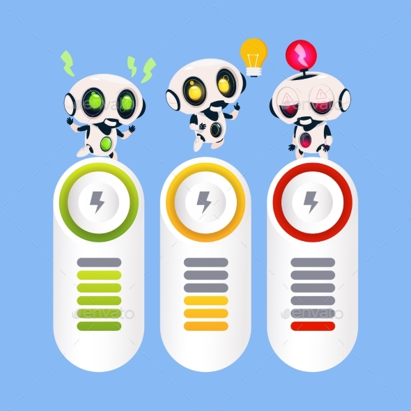 Set Of Robots Template Infographic Elements - Technology Conceptual