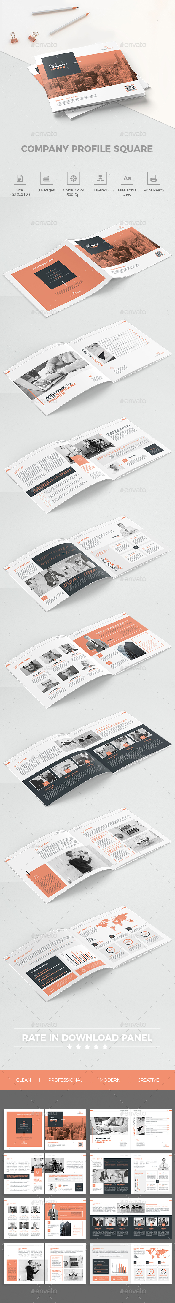 Company Profile Square Brochure - Brochures Print Templates