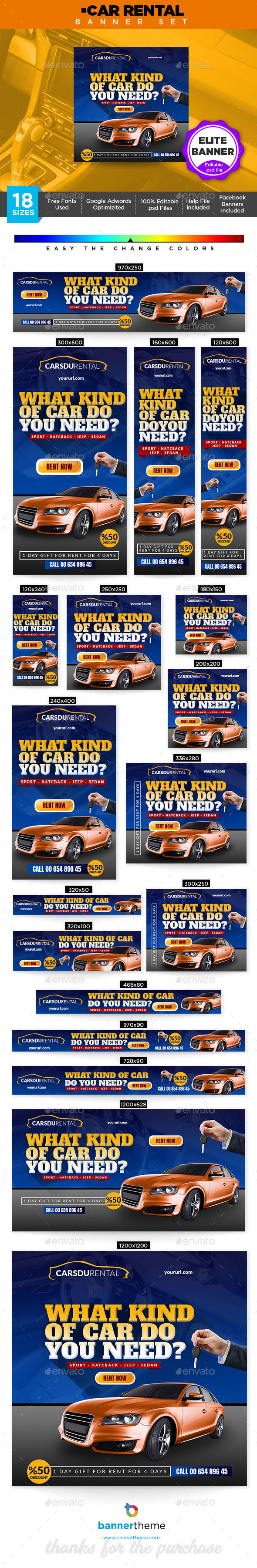 Car Rental Banner - Banners & Ads Web Elements