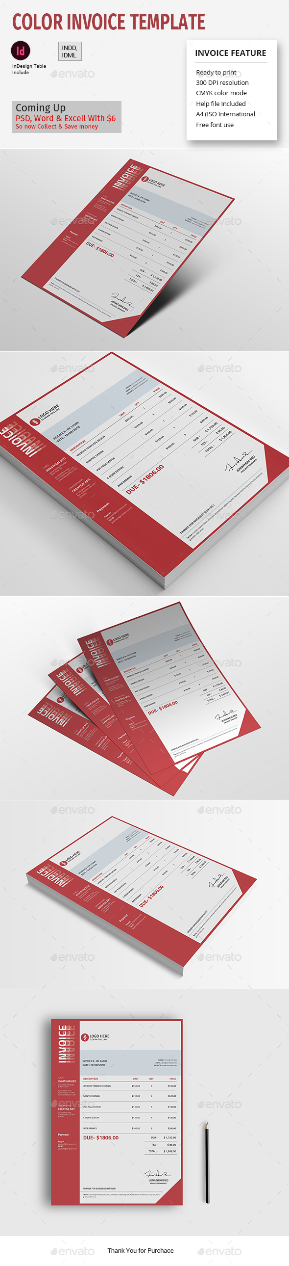 Color Invoice Template - Proposals & Invoices Stationery