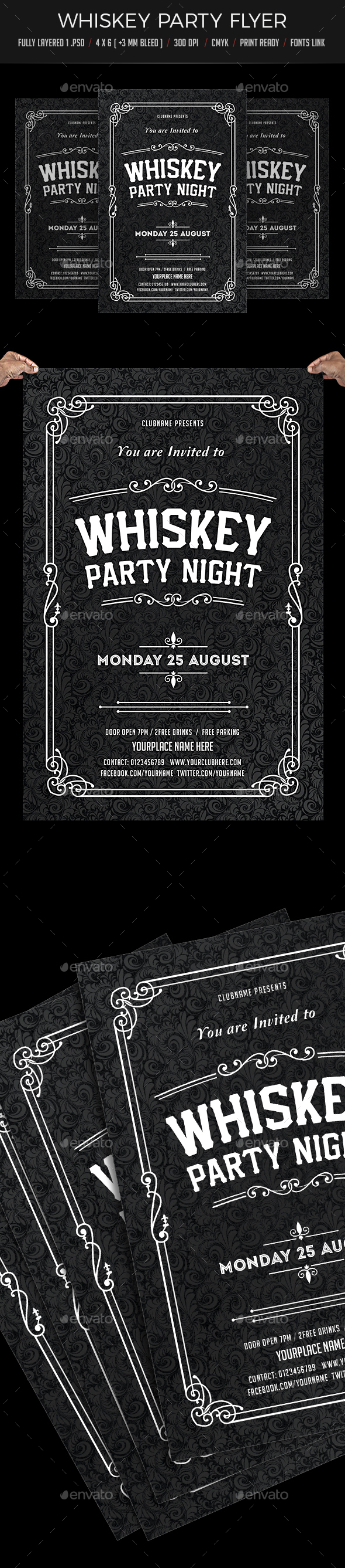 Whiskey Party / Typography Flyer - Clubs & Parties Events