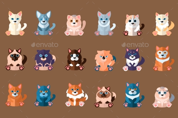Big Cats Collection. Domestic Animals. Home Pets - Animals Characters