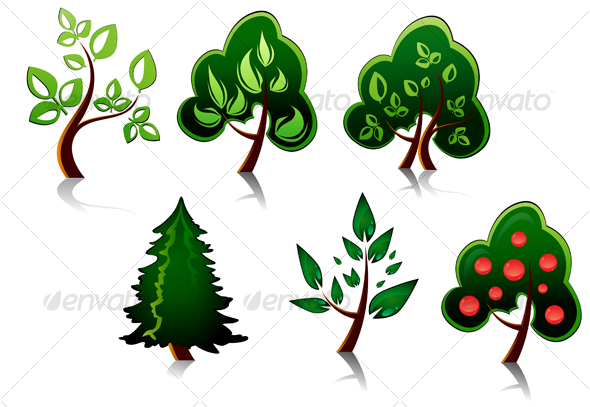 Set of tree symbols - Decorative Vectors