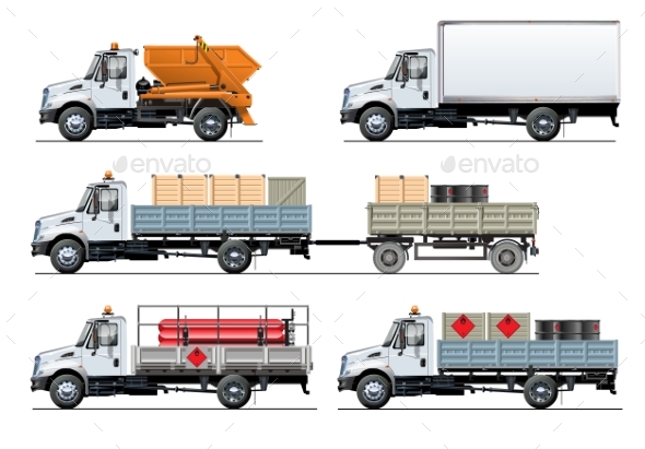 Vector Spec Trucks Set Template Isolated on White - Man-made Objects Objects