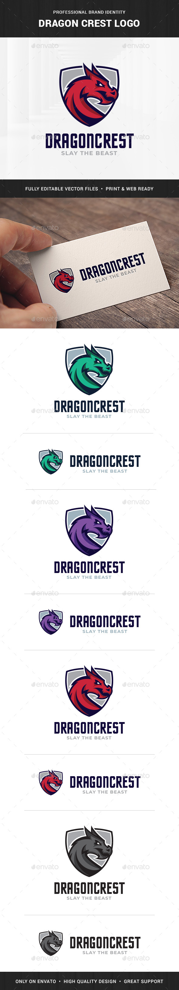 Dragon Crest Logo Template - Animals Logo Templates
