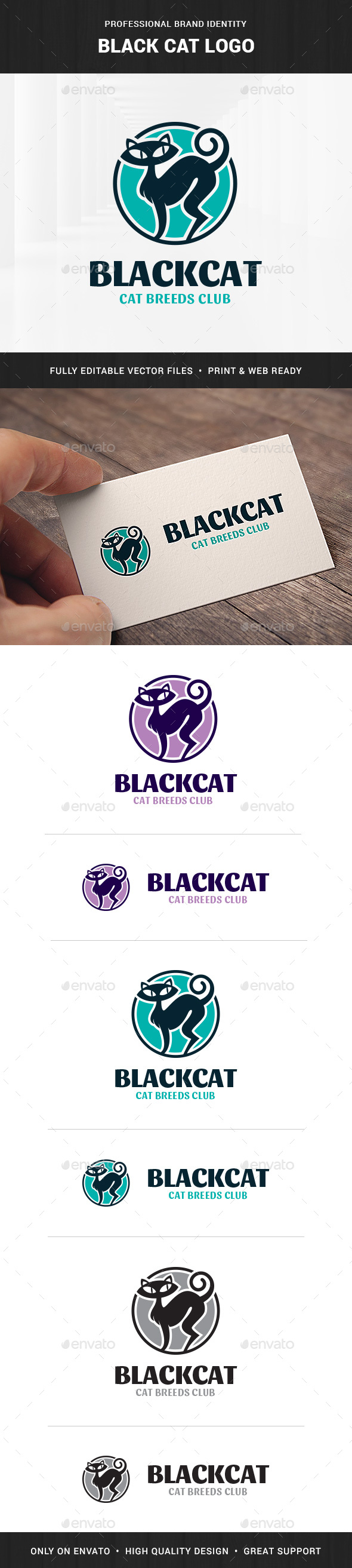 Black Cat Logo Template - Animals Logo Templates