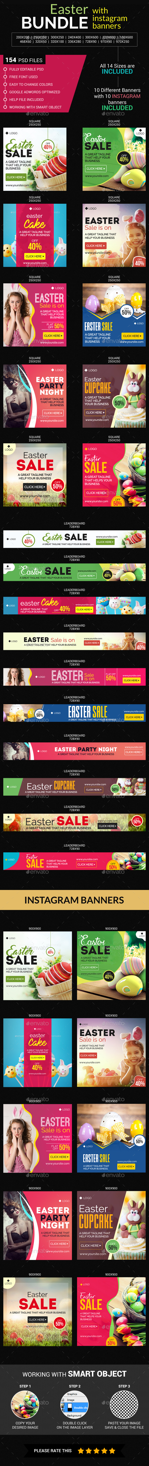 Easter Banners And Instagram Bundle - Banners & Ads Web Elements