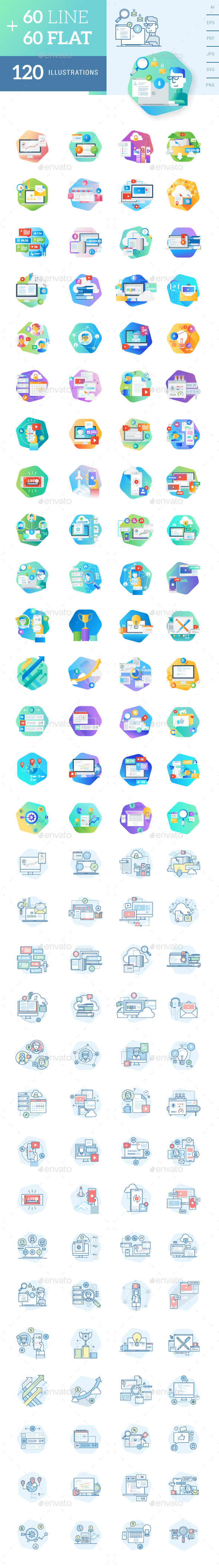 Flat and Line Concept Icons - Icons