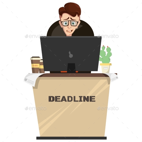 Vector Manager in Workplace Deadline - People Characters