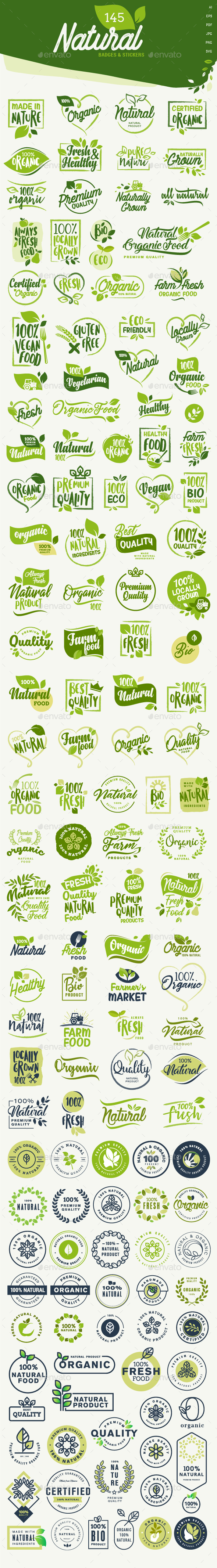 Natural Badges and Stickers - Organic Objects Objects