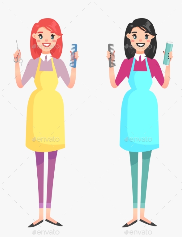 Vector Girl Hairdresser - People Characters