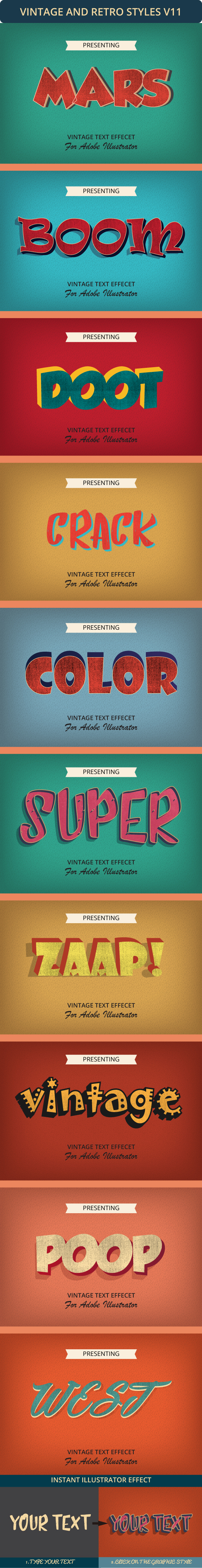 Vintage & Retro Graphic Styles for Illustrator - Styles Illustrator