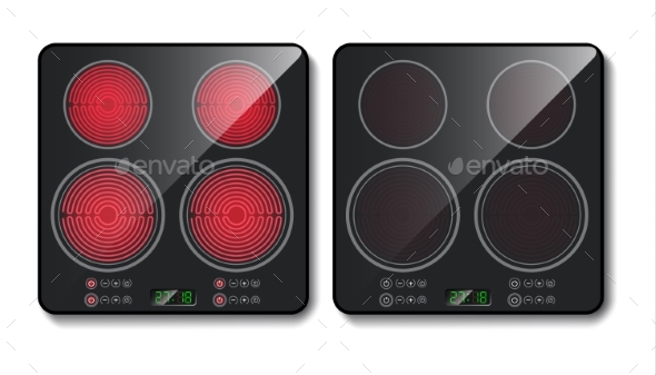 Vector Realistic Black Induction Cook Top - Man-made Objects Objects