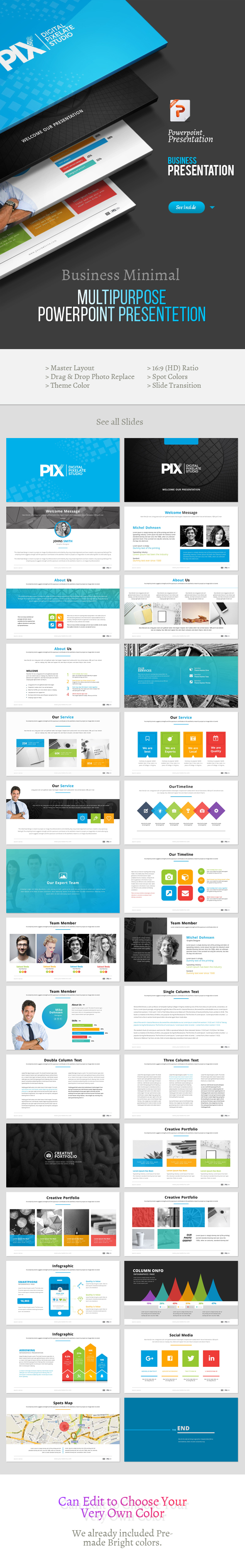WhitePix Business Multipurpose Powerpoint Template - Business PowerPoint Templates
