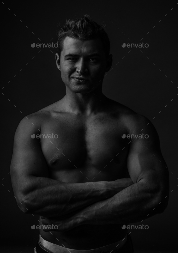 Portrait of a young caucasian male athlete - Stock Photo - Images