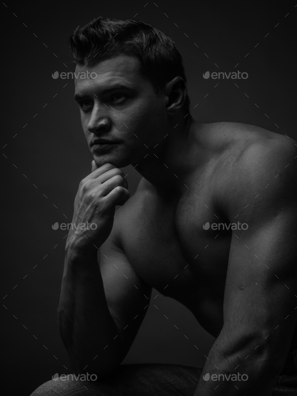 Portrait of a young caucasian male athlete - Stock Photo - Images