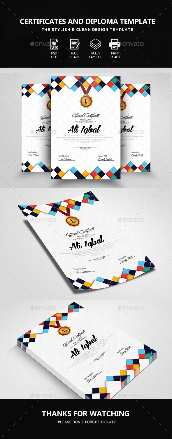 Vertical Diploma Certificate Template - Certificates Stationery