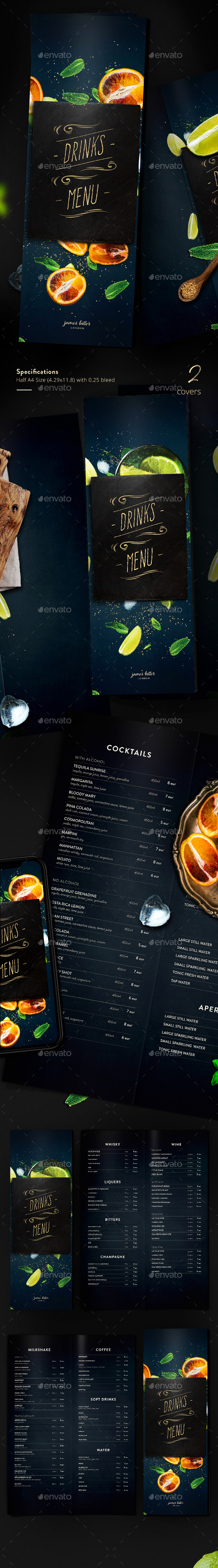Drinks Menu - Food Menus Print Templates