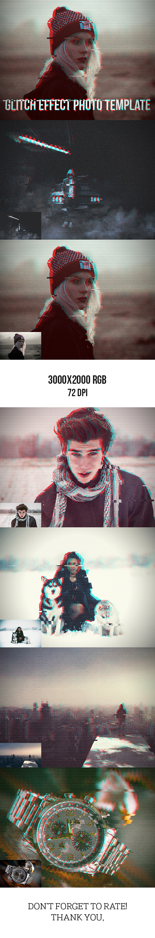 Glitch Effect Photo Template - Photo Effects Actions