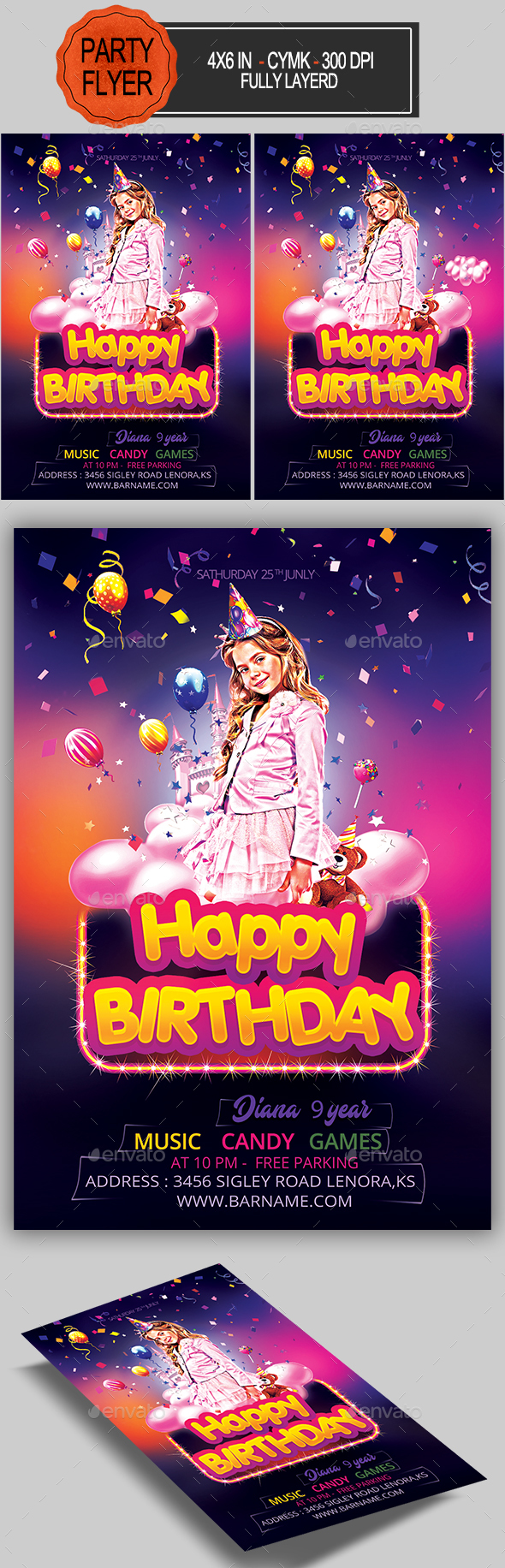 Kids Birthday Party Flyer - Clubs & Parties Events