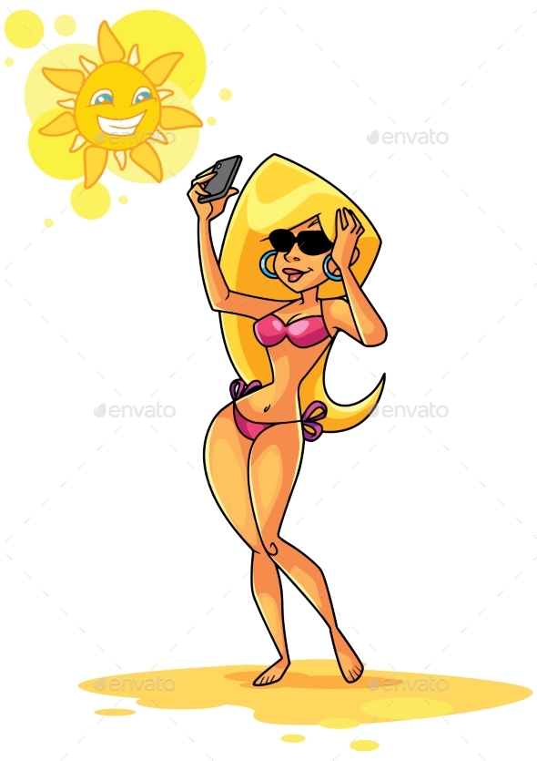 Beach Selfie Illustration - Seasons Nature