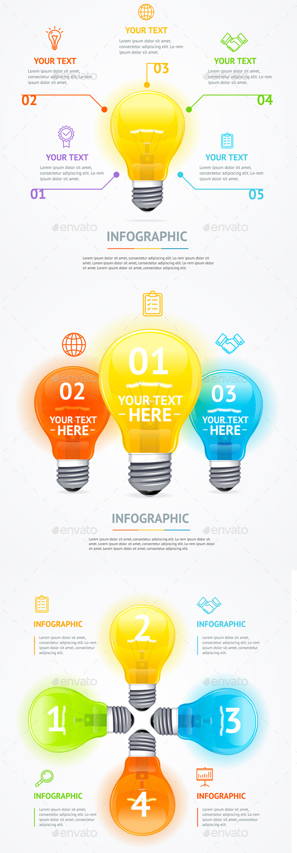 Business Infographic Electric Light Bulb Banner Card - Miscellaneous Vectors