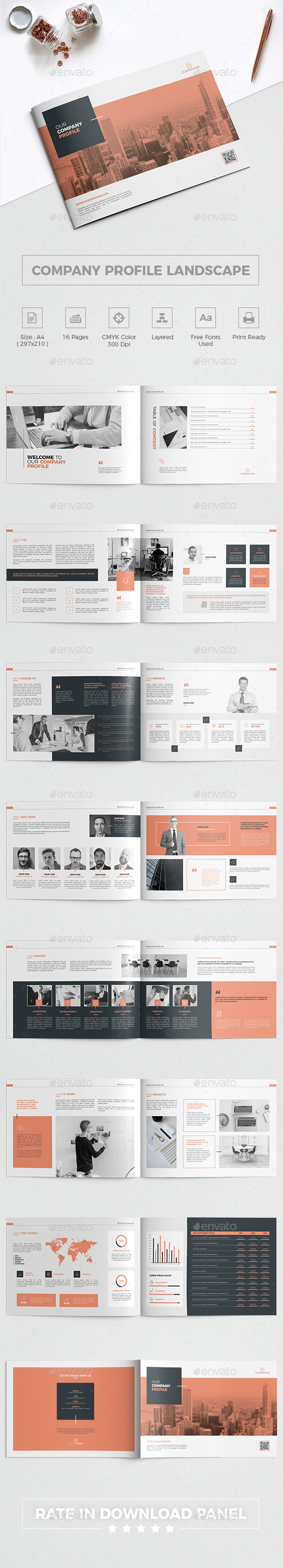 Company Profile Landscape Brochure - Brochures Print Templates