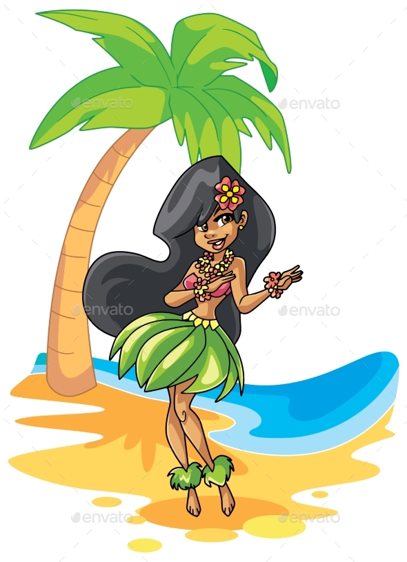 Hula Girl Illustration - People Characters