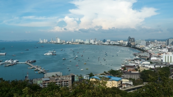 Panoramic View of Pattaya City Beach at Pratumnak Viewpoint. . Thailand ...