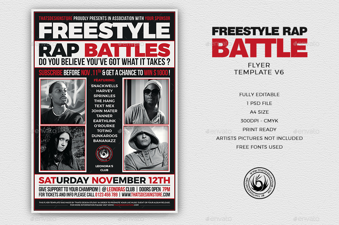 Freestyle Rap Battle Flyer Template V6, Print Templates | GraphicRiver