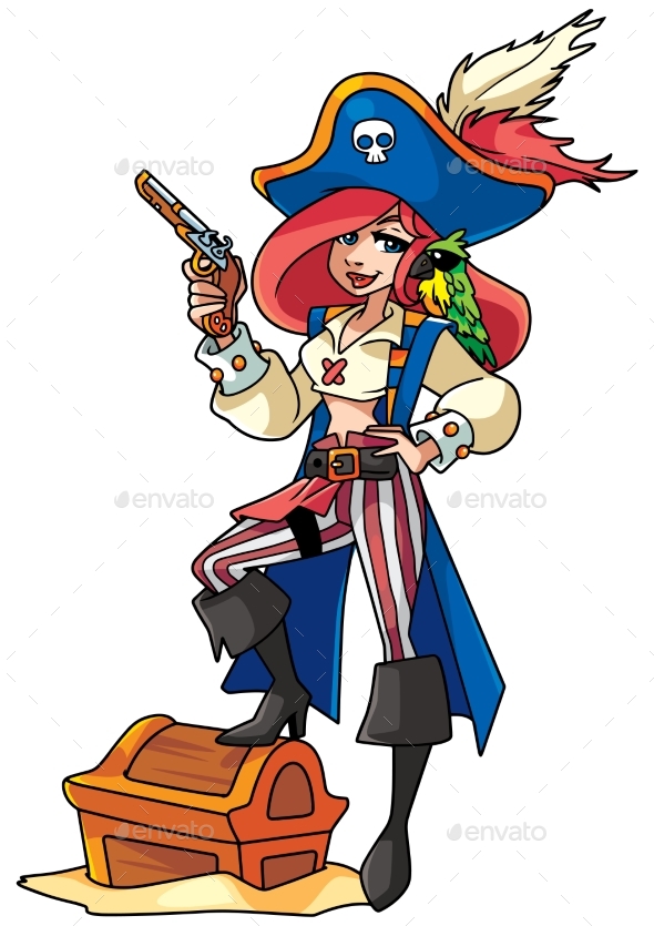 Pirate Girl Illustration - People Characters
