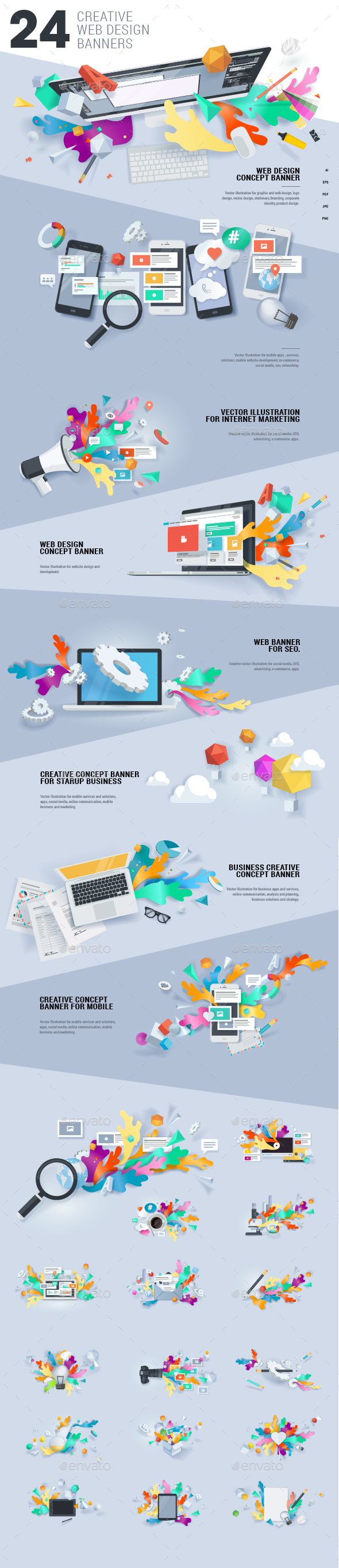Creative Concept Banners - Web Elements Vectors