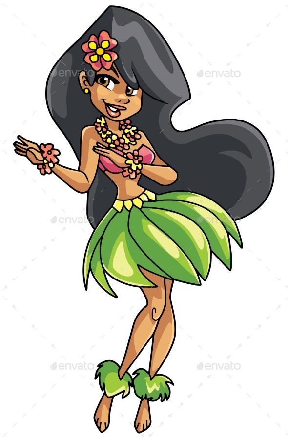 Hula Girl on White - People Characters