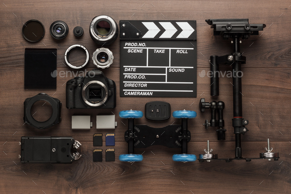 Different Video Equipment View From Above - Stock Photo - Images