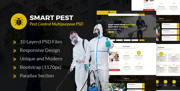 Smart Pest - Pest Control Multipurpose PSD Template