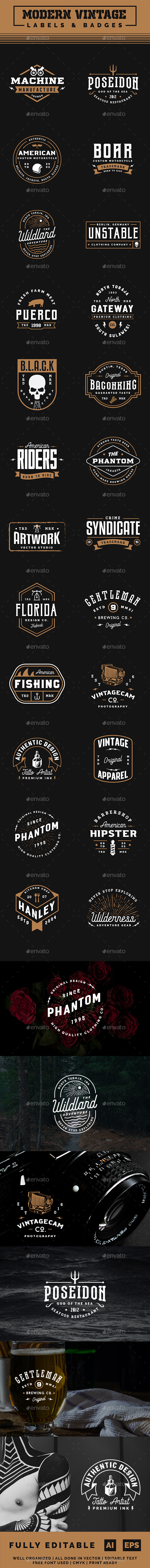 Modern Vintage Label and Badges Vol 3 - Badges & Stickers Web Elements