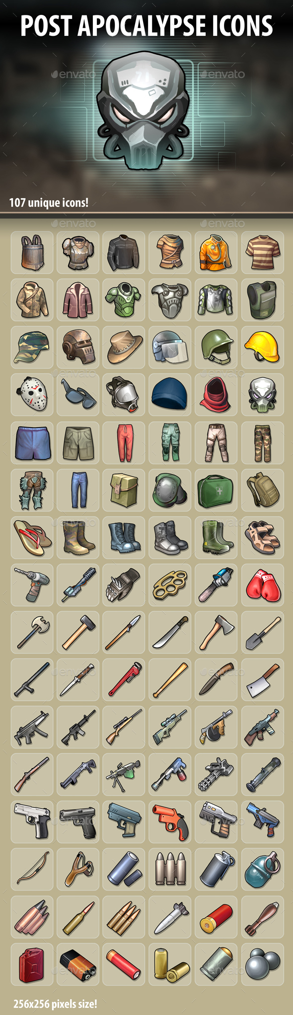 Post Apocalypse Icons - Miscellaneous Game Assets