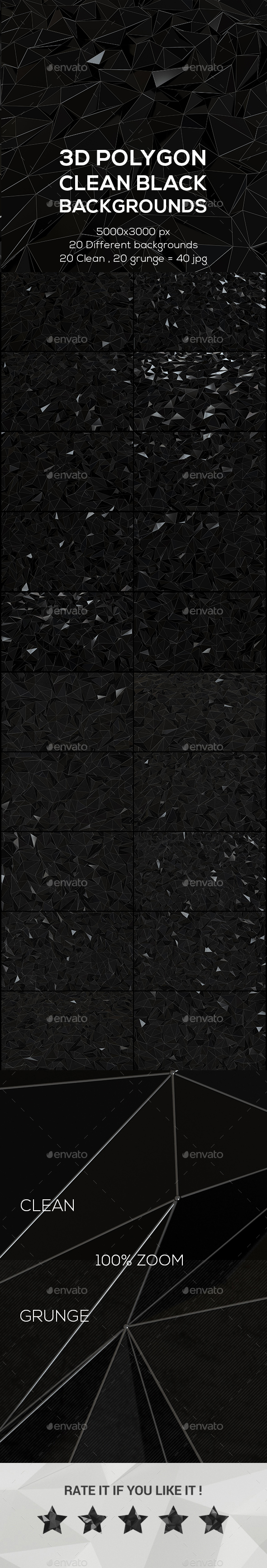 3D Polygon Clean Black Backgrounds - Abstract Backgrounds