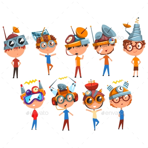 Scientist Children Working on Physics Science - Miscellaneous Vectors
