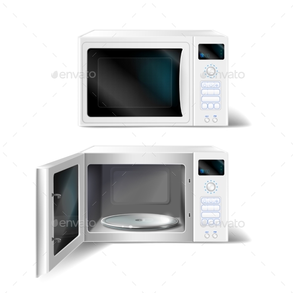 3d Vector Microwave Oven with Glass Plate Inside - Man-made Objects Objects