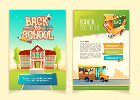 Back to School Brochure Vector Cartoon Template - Miscellaneous Vectors
