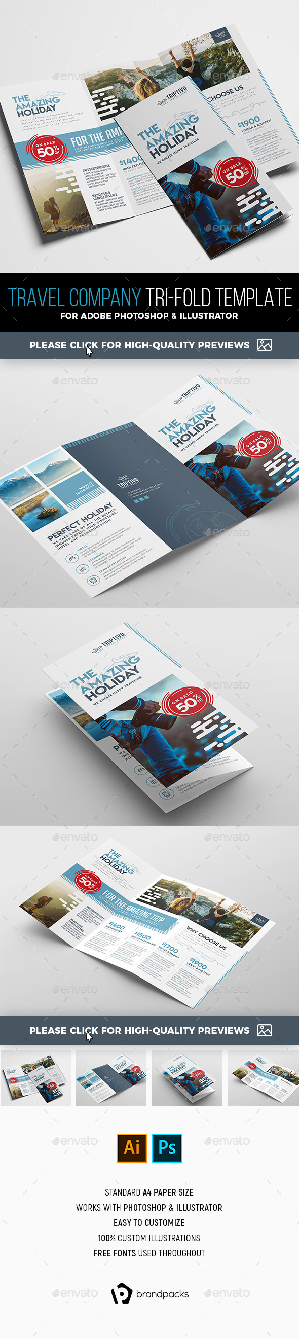 Travel Company Tri-Fold Brochure Template