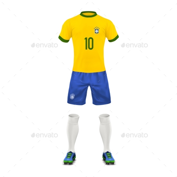 Vector Realistic Soccer Uniform of a Brazil Team - Sports/Activity Conceptual