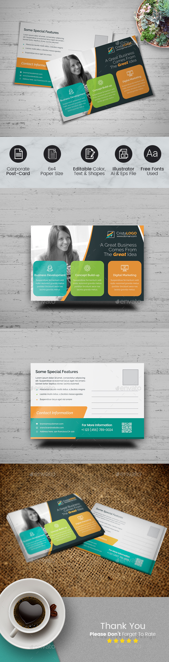 Clean Postcard - Cards & Invites Print Templates