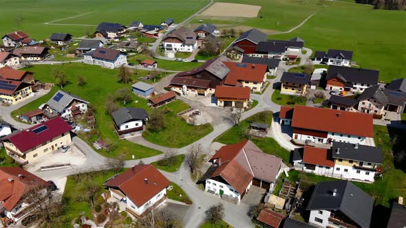 Beautiful view on an Village in Upper Austria Drone Video alt